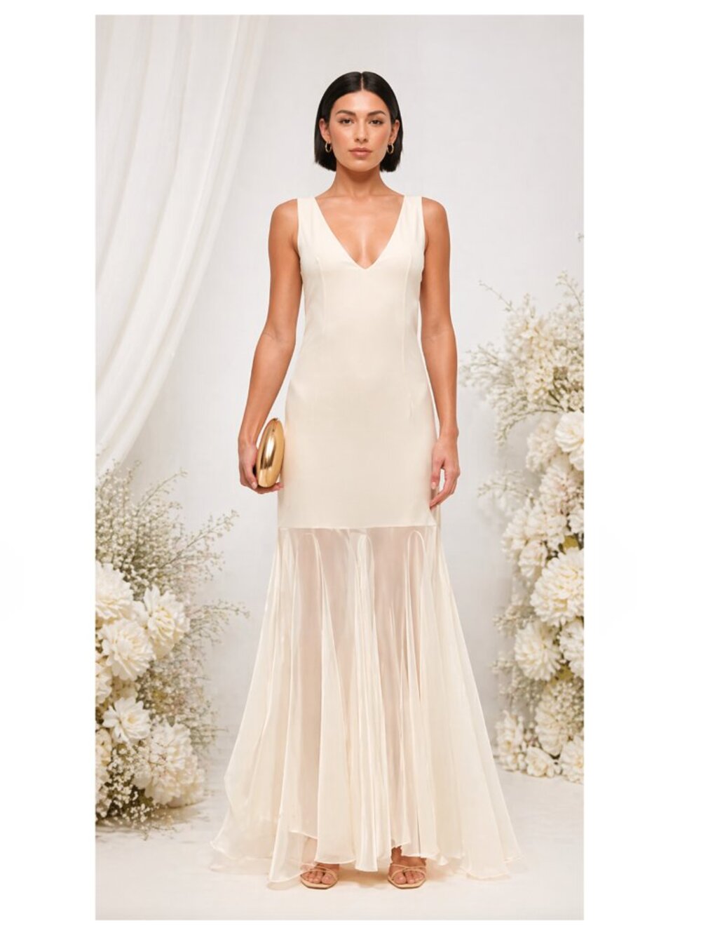 Abercrombie Plunge Godet Skirt Maxi Dress